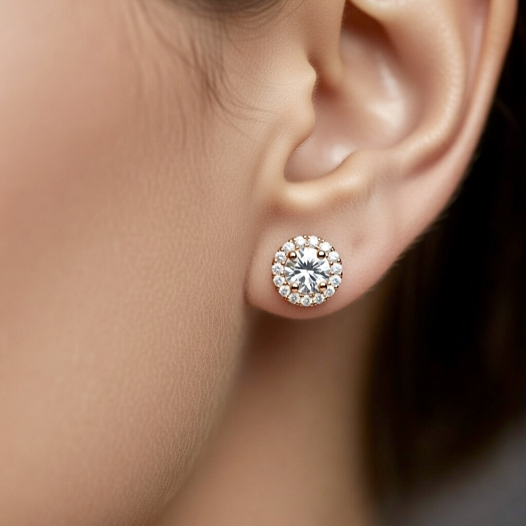 Single Stone Gold Stud Earrings