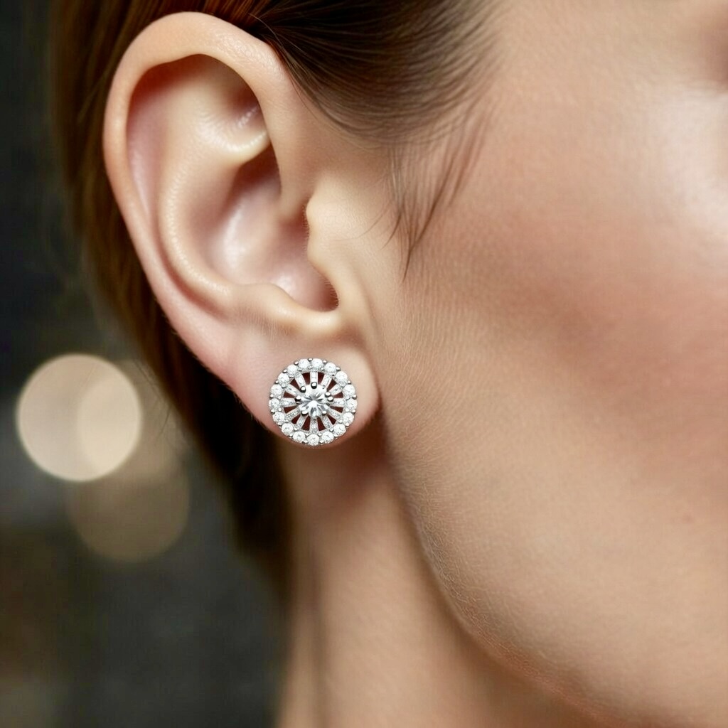 Classic Halo Crystal Stud Earrings