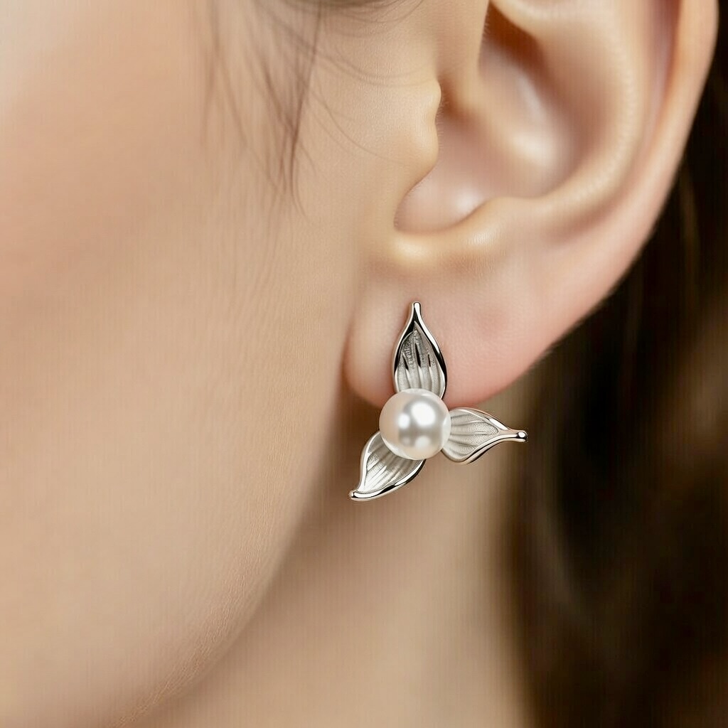 Floral Pearl Drop Earrings