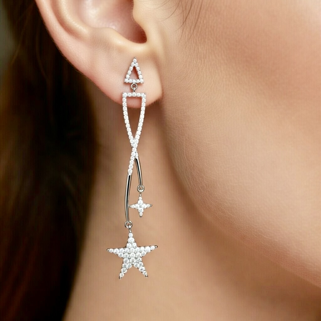 Sparkling Star Drop Earrings