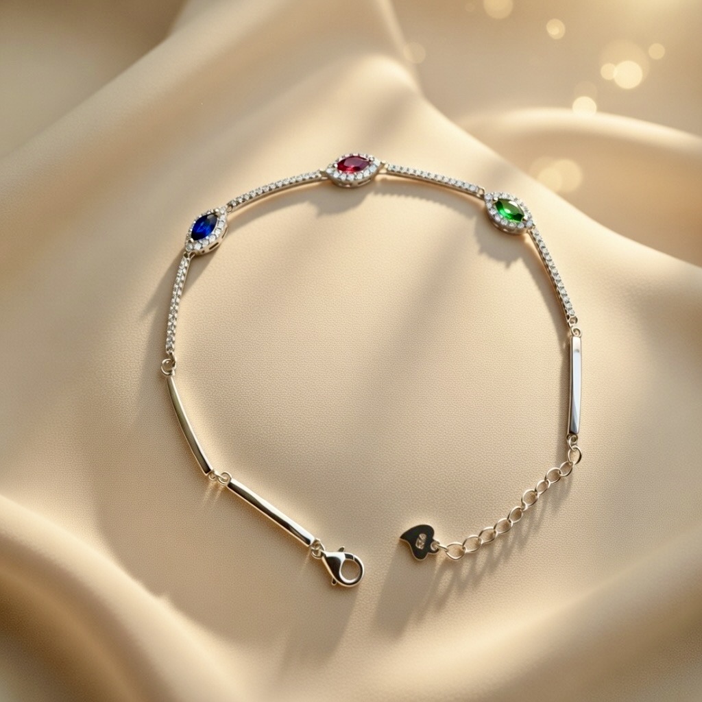 Vibrant Gemstone Silver Bracelet