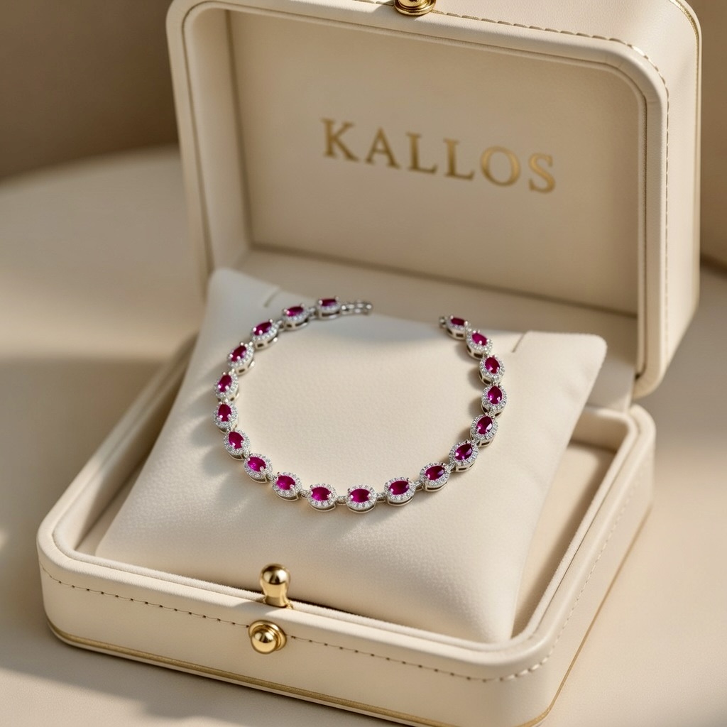 Ruby Teardrop Halo Bracelet