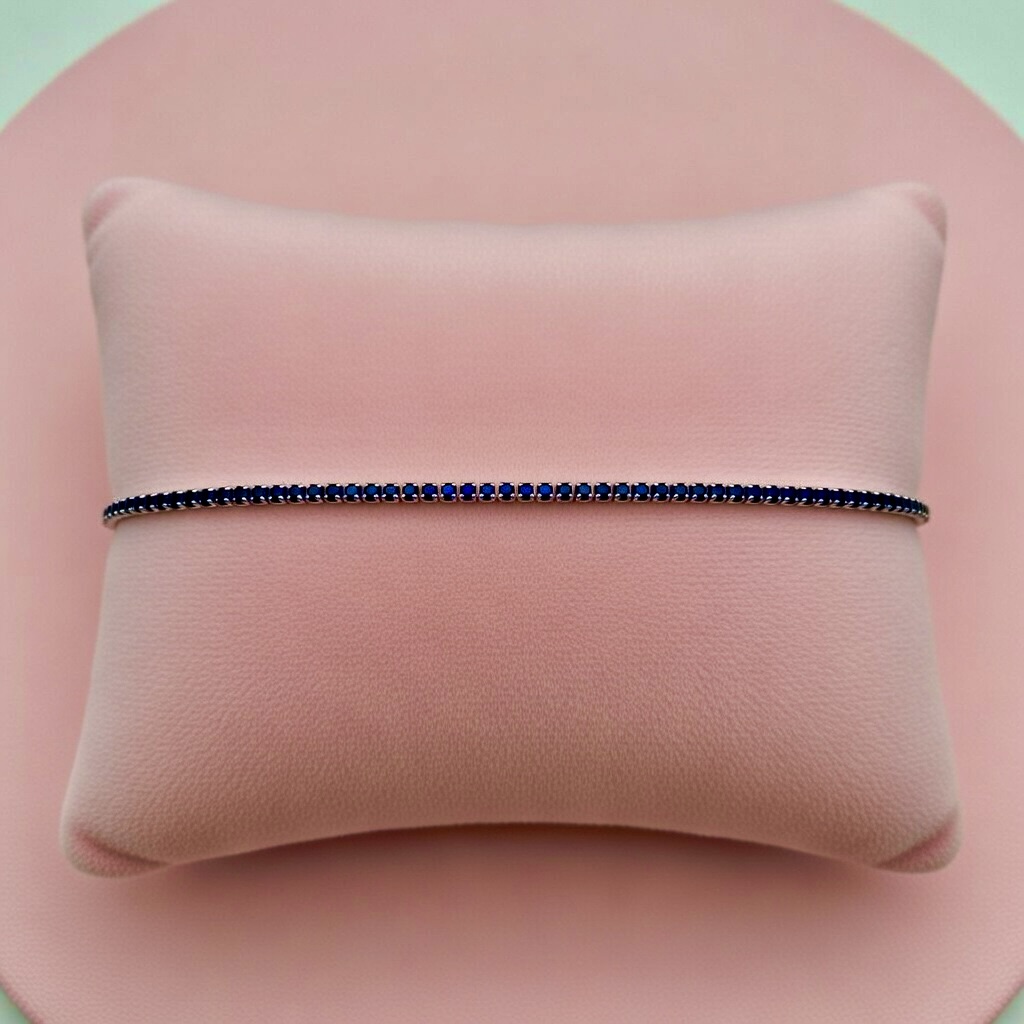 Silver Bracelet with Blue Gems