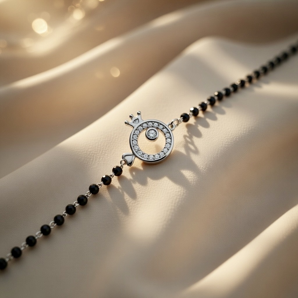 Sparkling Charm Black Bead Bracelet