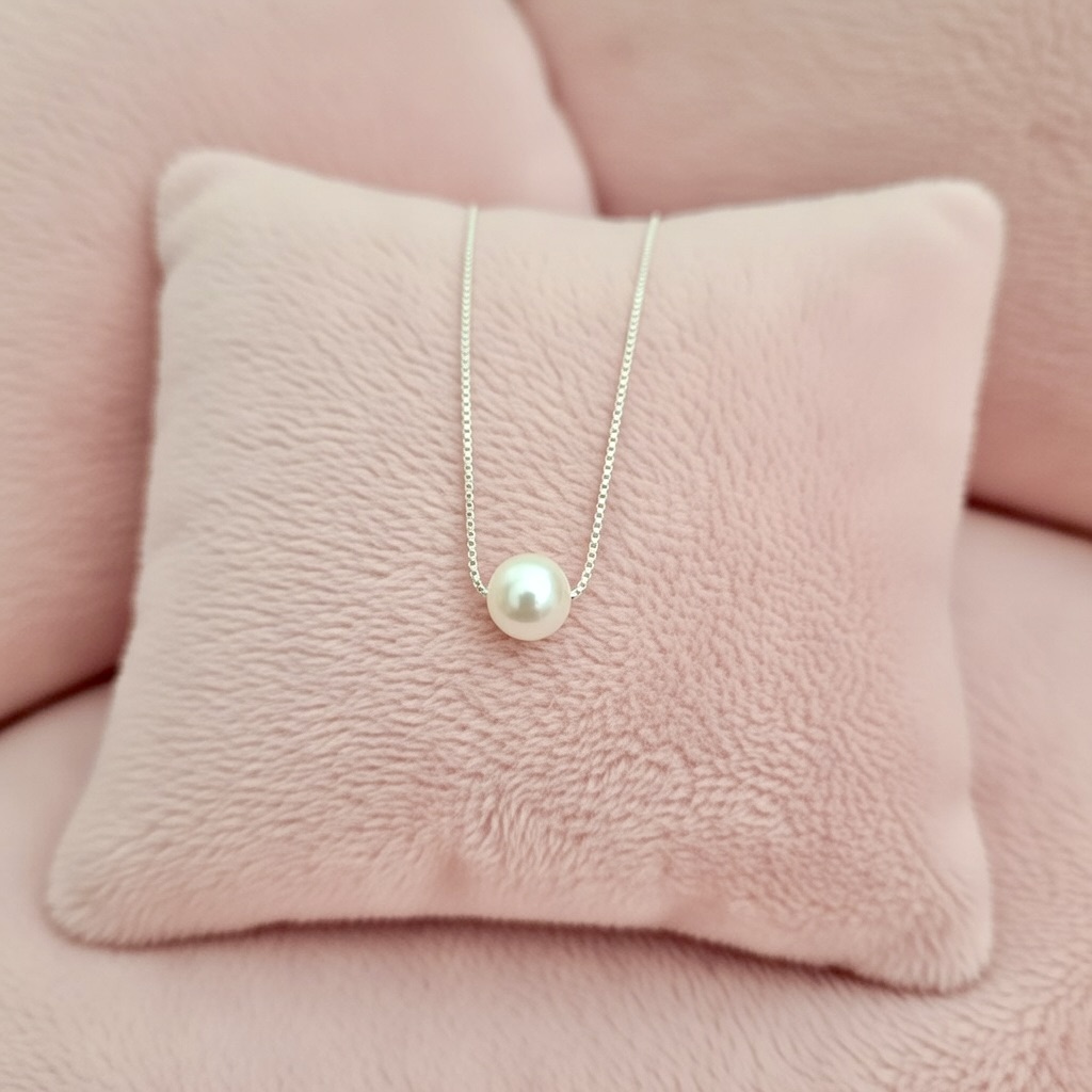 Simple Pearl Chain Necklace - Image 3