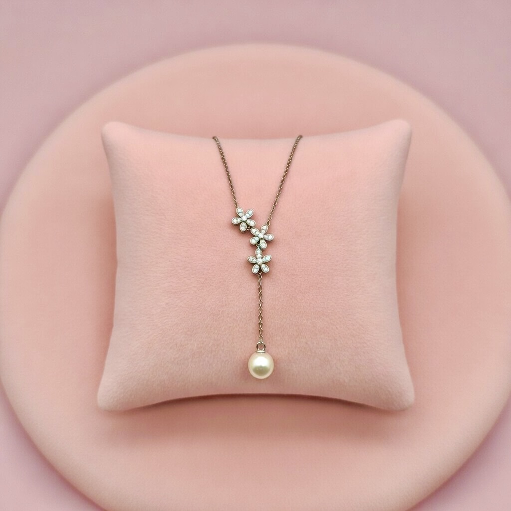 Floral Pearl Chain Necklace