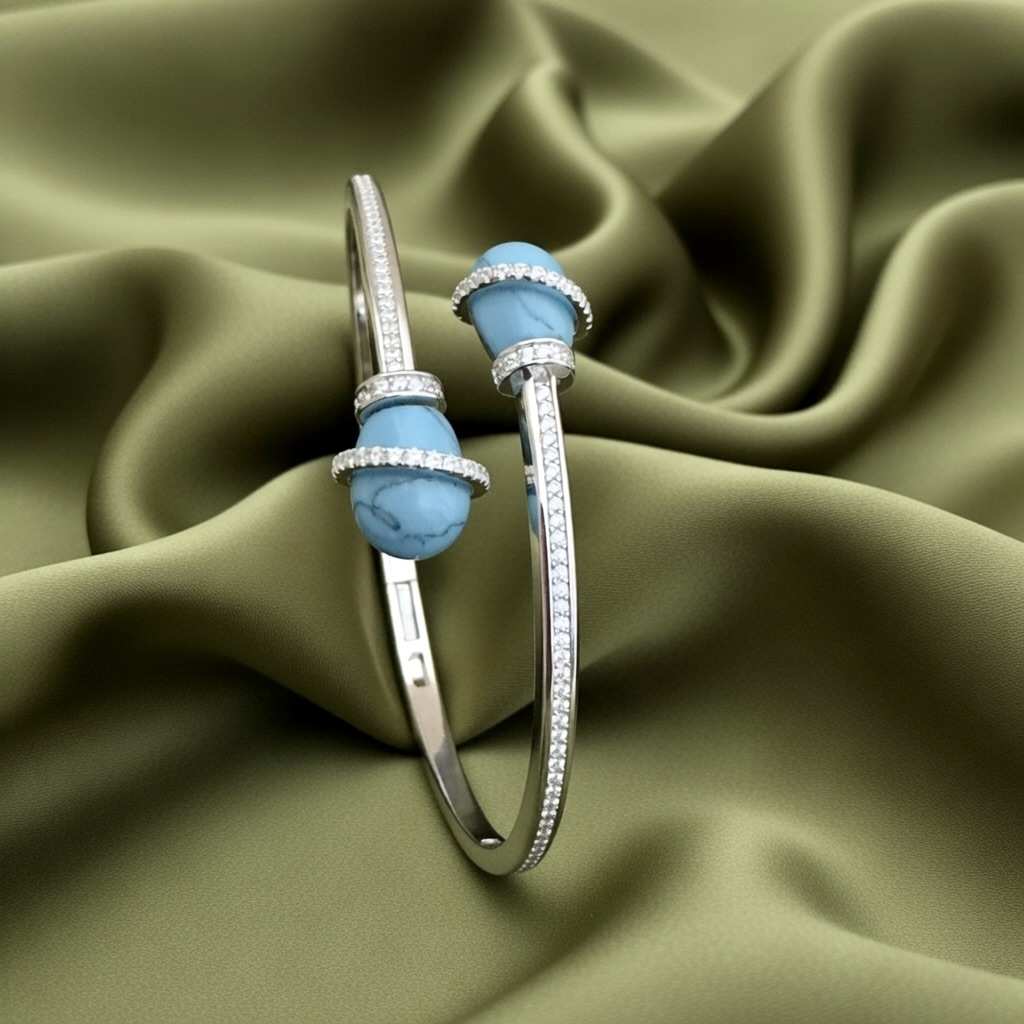 Turquoise Charm Silver Bracelet