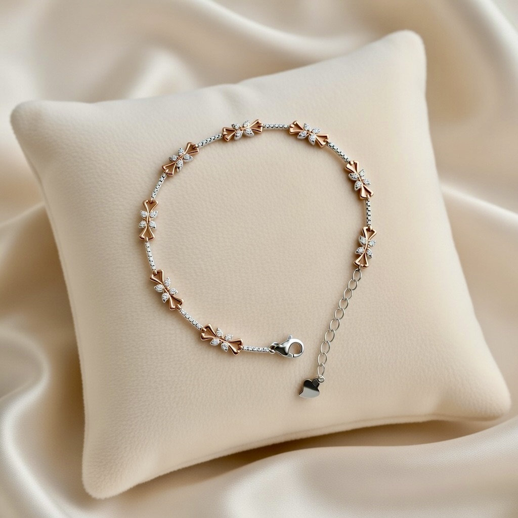 Floral Charm Silver Bracelet