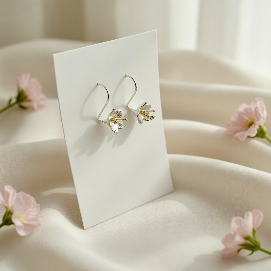 Realistic Floral Drop Earrings