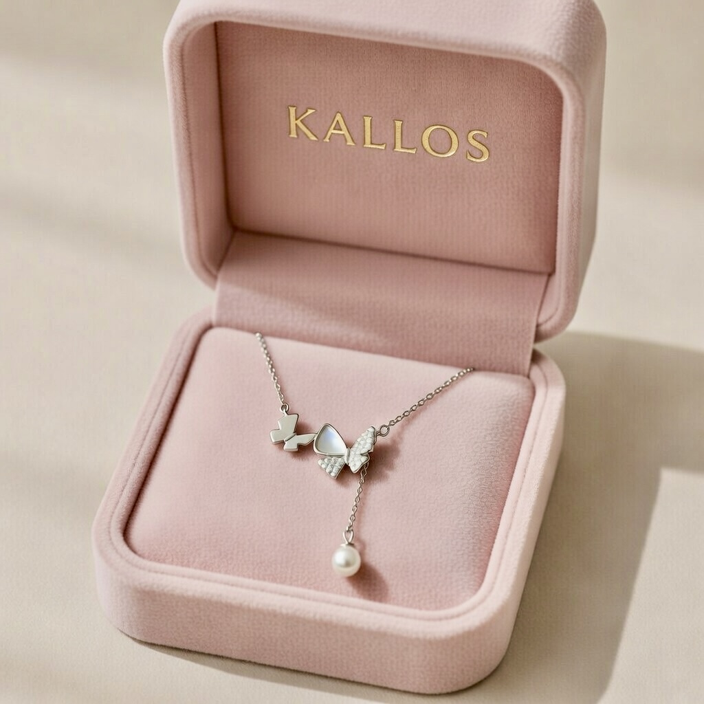 Butterfly and Pearl Drop Pendant