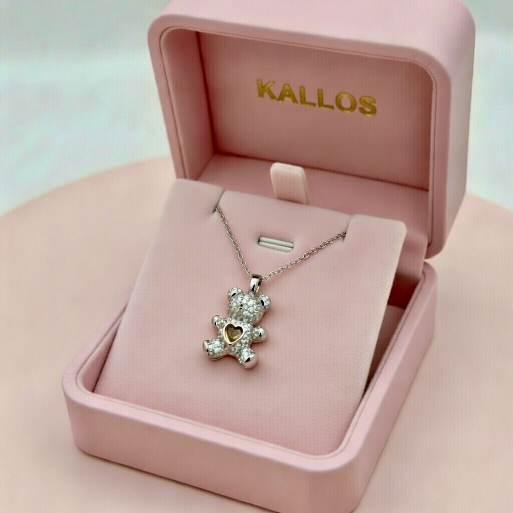 Gemstone Teddy Bear Locket Pendant