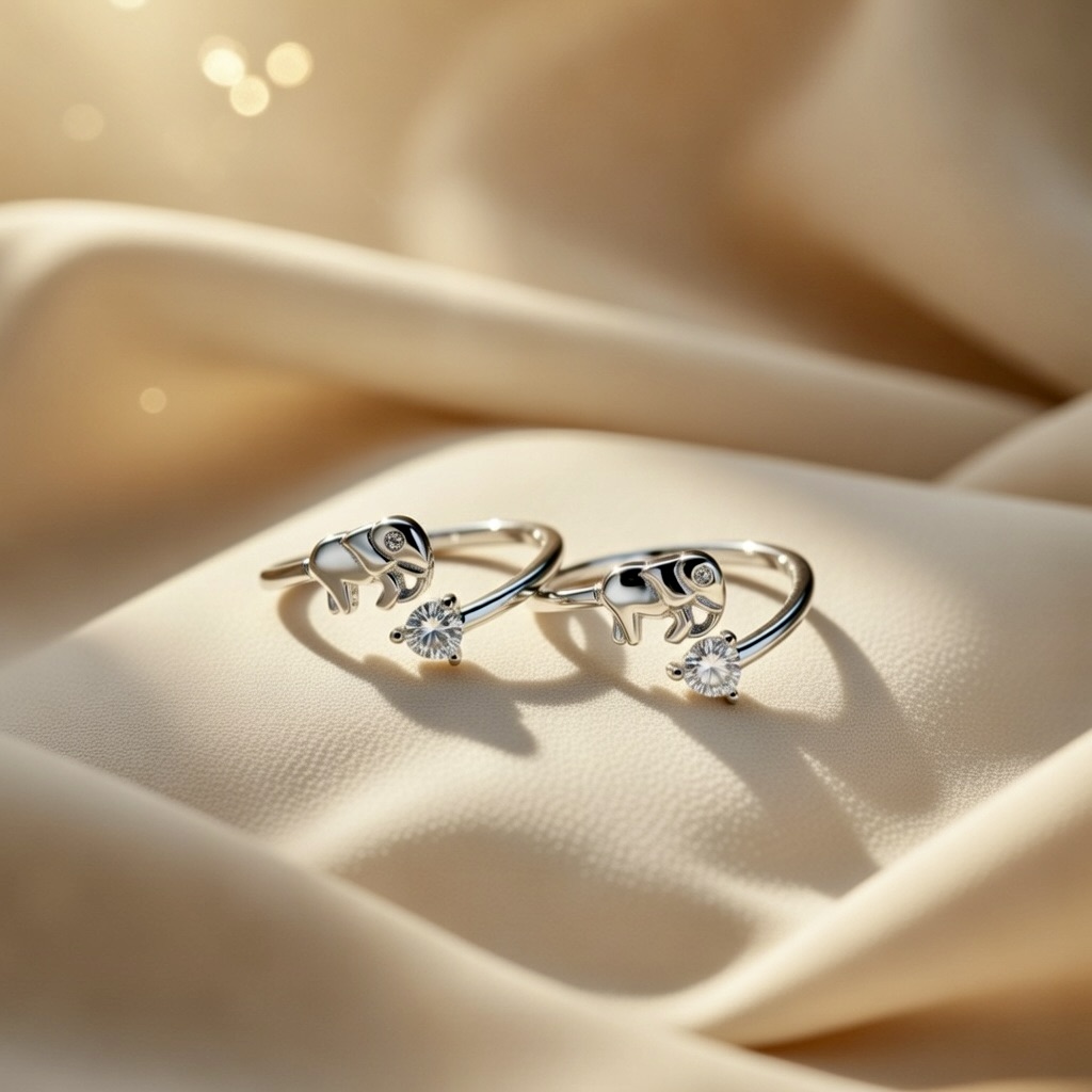 Stone Accent Elephant Toe Ring