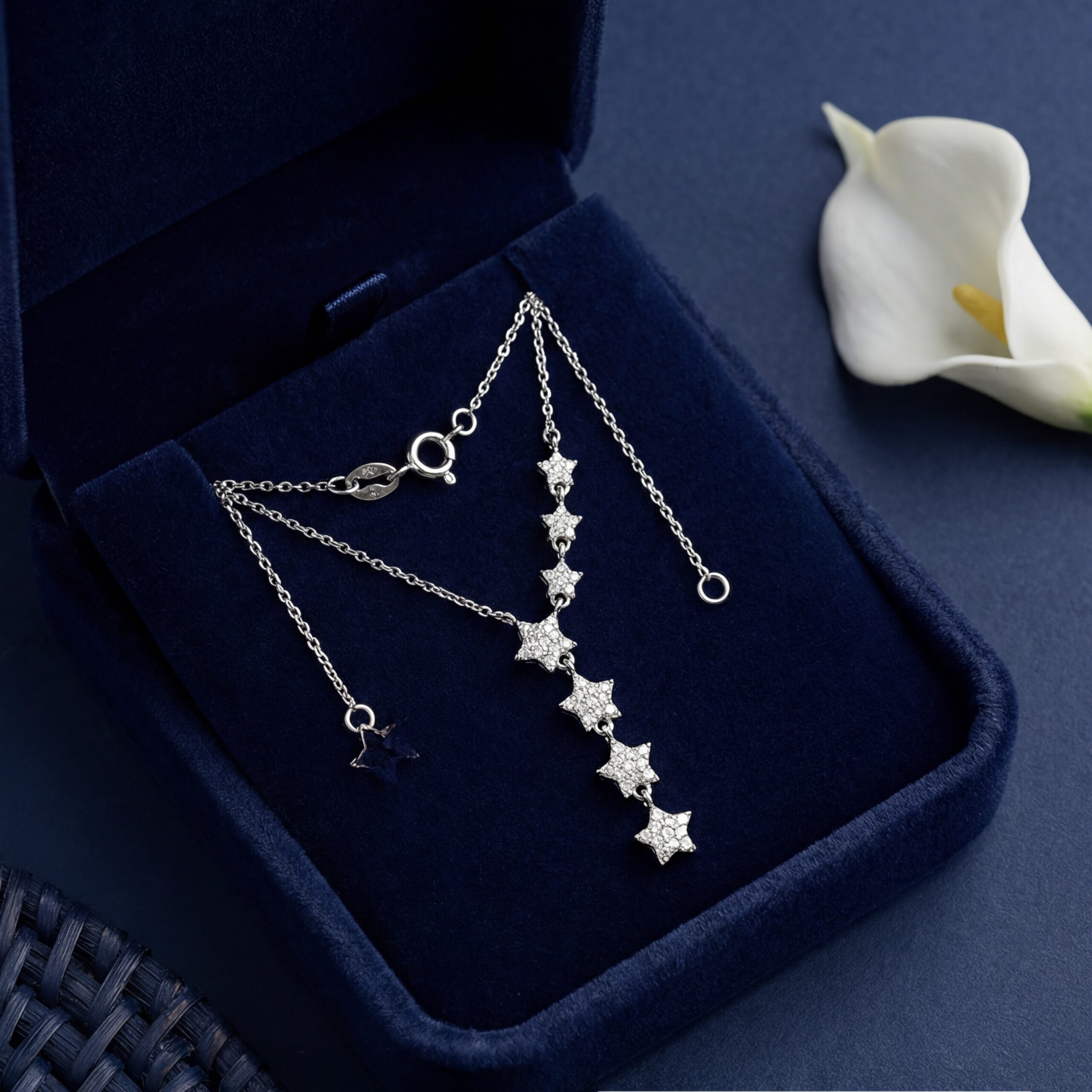 Silver Necklace with Star Charms