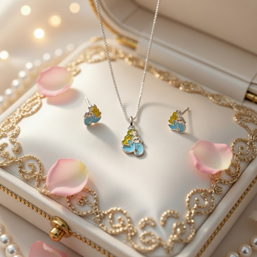 Mermaid Necklace and Earrings Set - Image 2