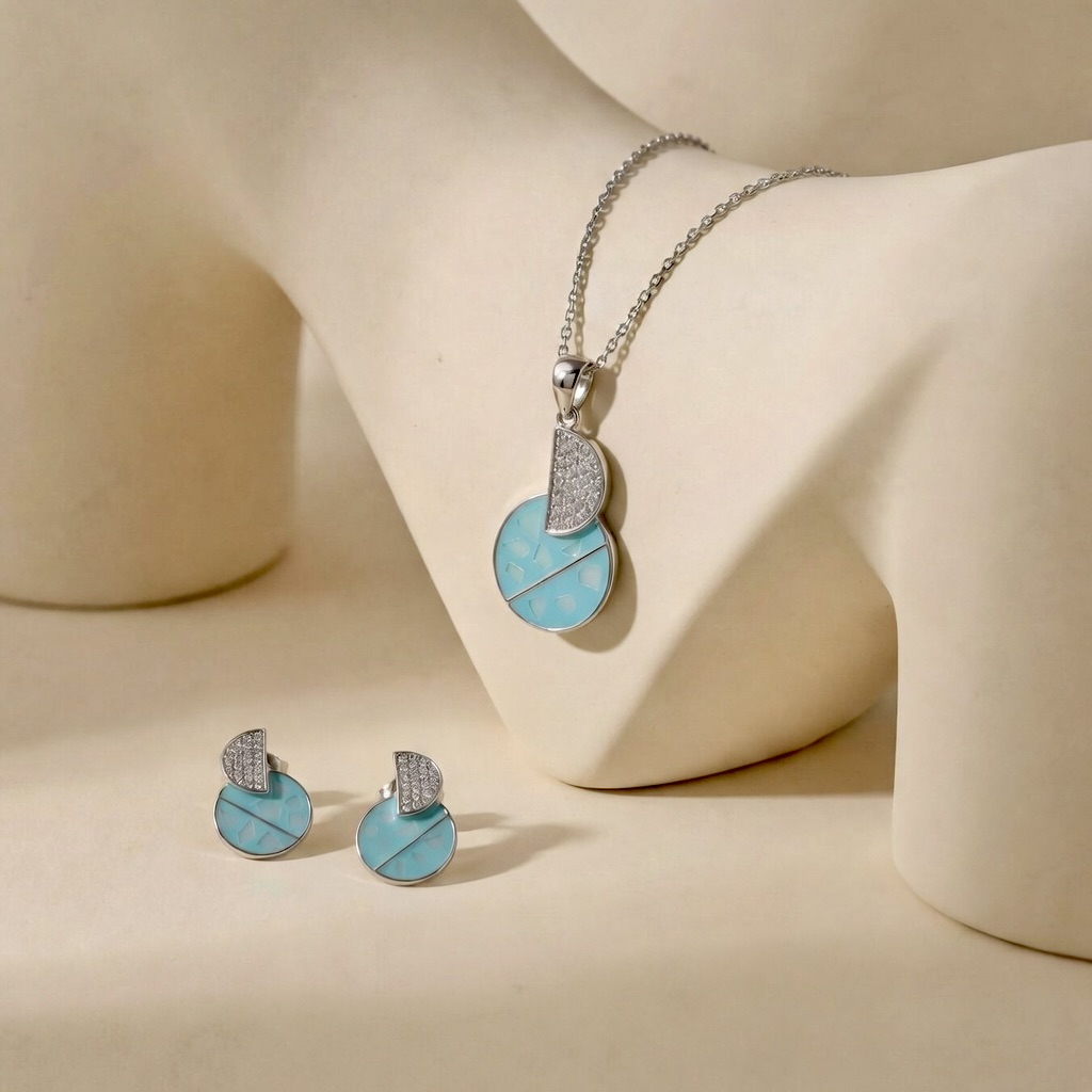 Silver & Turquoise Crystal Set