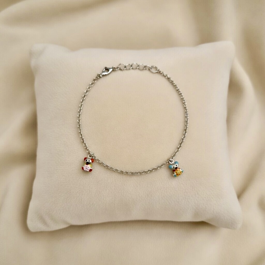 Silver Teddy Charm Bracelet
