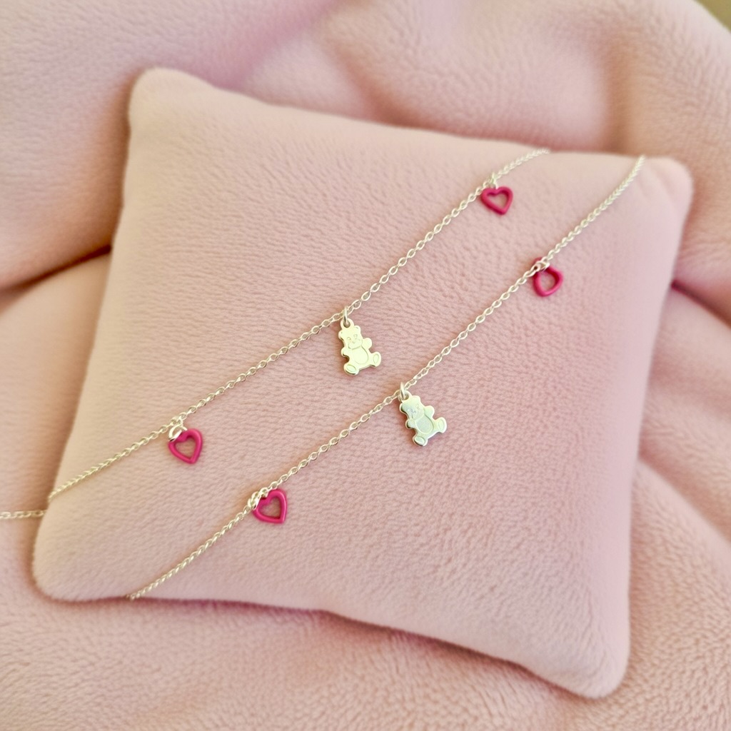 Heart Charm Anklet Set