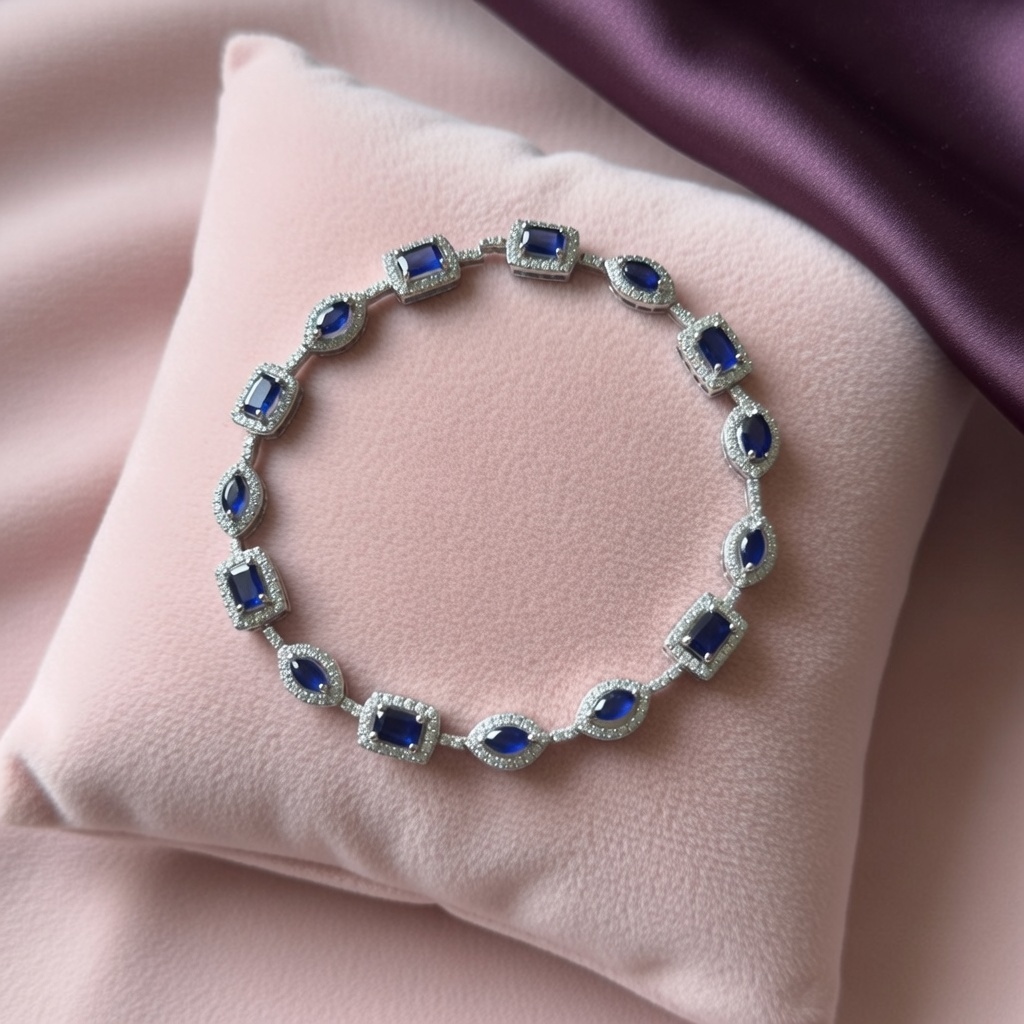 Royal Blue Sapphire and Diamond Bracelet