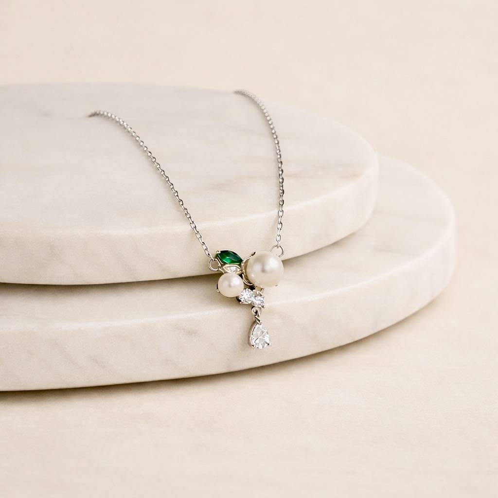 Pearl Cluster Charm Necklace