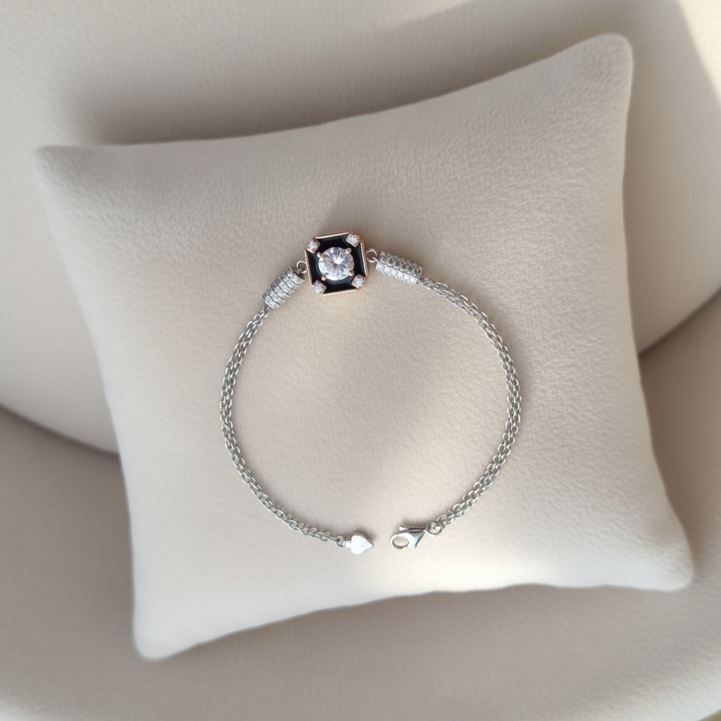 Hexagon Charm Bracelet with Rose Gold Accents