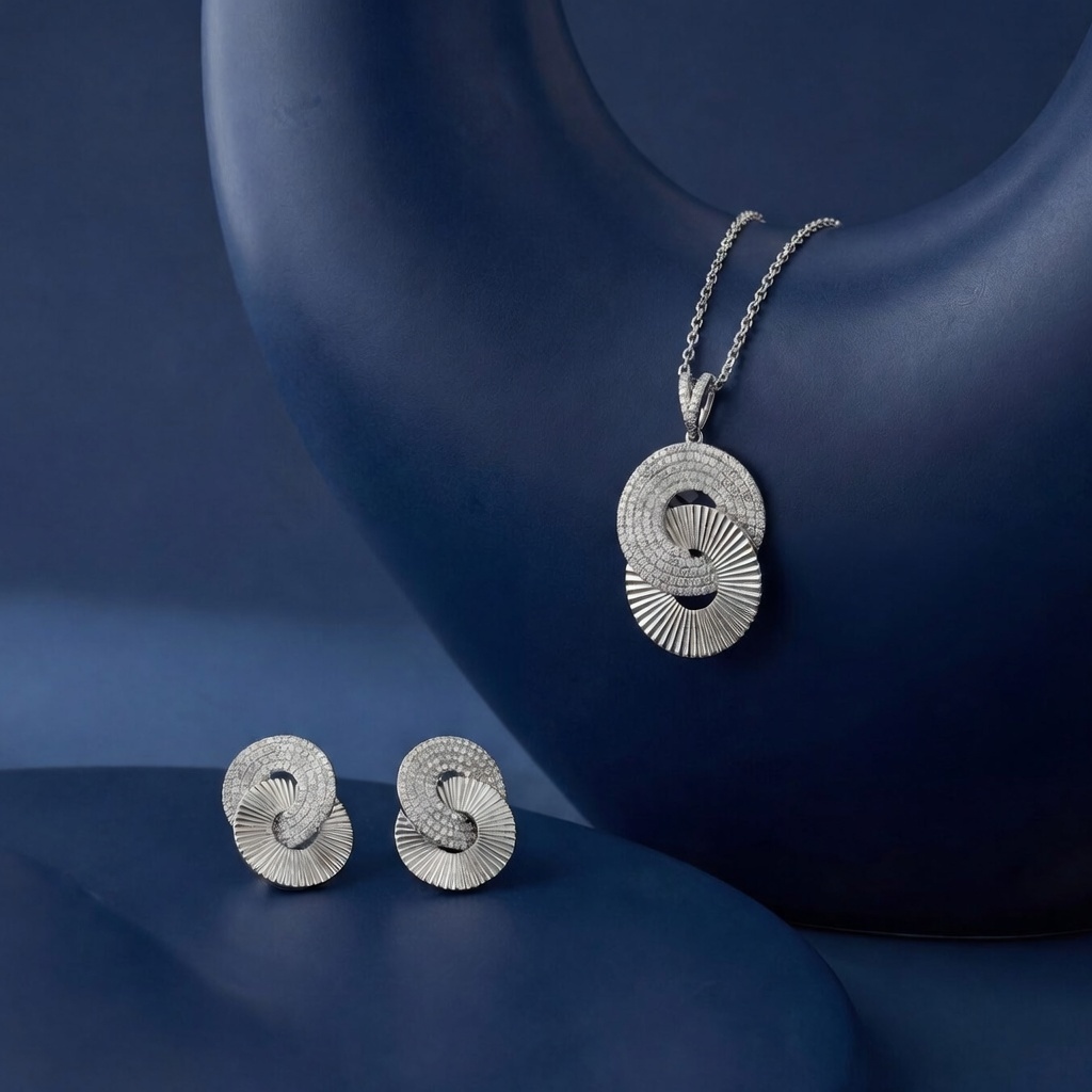 Interlocking Circle Pendant & Earring Set
