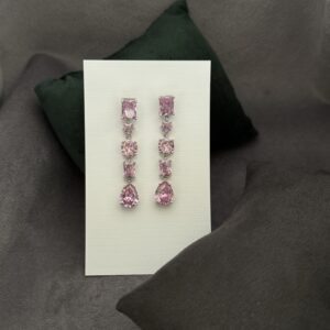 Pink Gemstone Dangle Earrings - Image 2