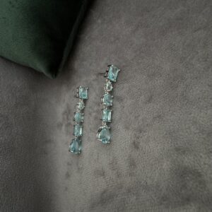 Aqua Gemstone Drop Earrings - Image 2