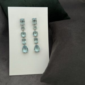 Aqua Gemstone Drop Earrings - Image 3