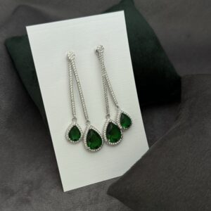 Emerald Teardrop Drop Earrings - Image 2