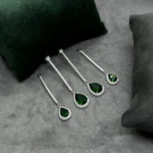 Emerald Teardrop Drop Earrings - Image 3