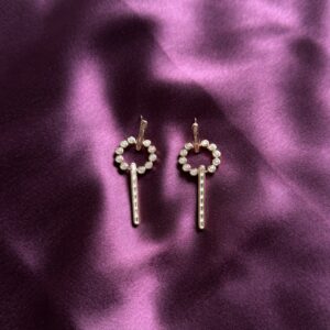 Pearl Circle Bar Earrings - Image 2