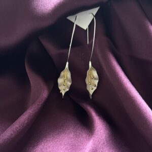 Gold Leaf Drop Earrings - Image 2