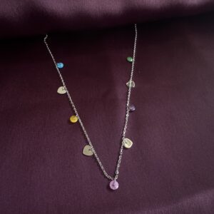 Silver Charm Necklace with Gem Accents - Image 2