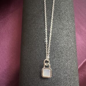 Silver Lock Pendant Necklace - Image 2