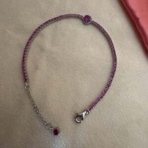 Vibrant Pink Gemstone Silver Bracelet - Image 3