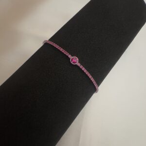 Vibrant Pink Gemstone Silver Bracelet - Image 2