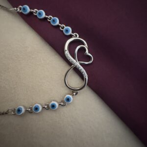 Evil Eye Bead Silver Bracelet