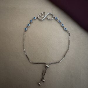 Evil Eye Bead Silver Bracelet - Image 2