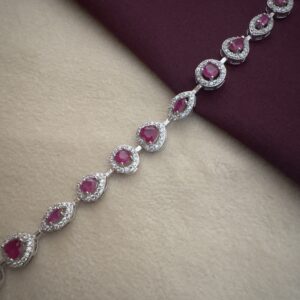 Ruby Teardrop Halo Bracelet