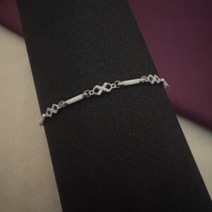 Silver Bracelet with White Bar Accents - Image 3