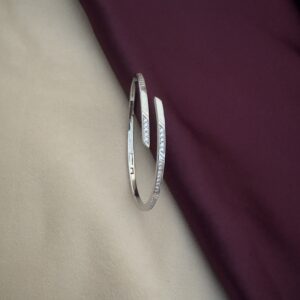 Silver Geometric Open-Band Bangle