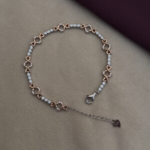 Silver Bracelet with Floral Charm - Image 2