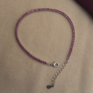 Delicate Silver Bracelet with Baby Pink Stones - Image 2