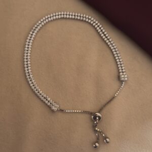 Silver Bracelet with Delicate White Stones - Image 3