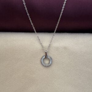 Silver Circle Pendant Necklace - Image 2