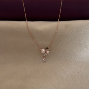 Pearl Cluster Charm Necklace Rose Gold - Image 2