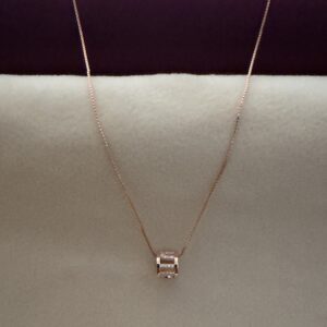 Gold Initial Barrel Pendant Necklace - Image 2