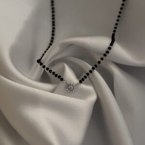 Classic Diamond and Black Bead Necklace Set - Image 2