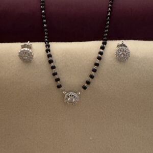 Classic Diamond and Black Bead Necklace Set - Image 3