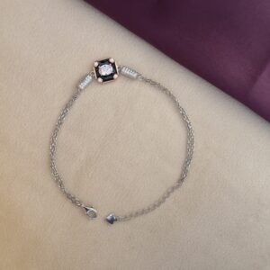 Hexagon Charm Bracelet with Rose Gold Accents - Image 2